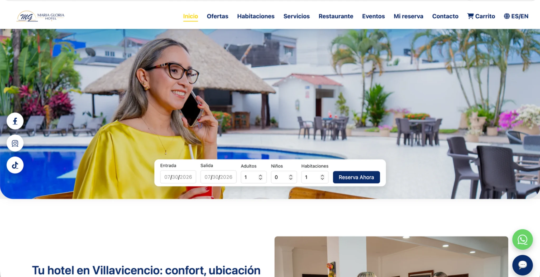 Sitio web Hotel María Gloria